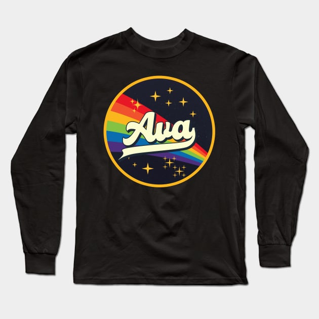 Ava // Rainbow In Space Vintage Style Long Sleeve T-Shirt by LMW Art